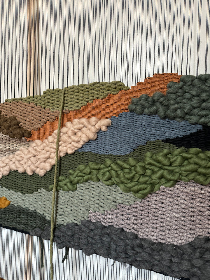 Extra Large Woven Wall Hanging – Rolling Hills Landscape | Handmade Sustainable Fiber Art by MossHound Designs