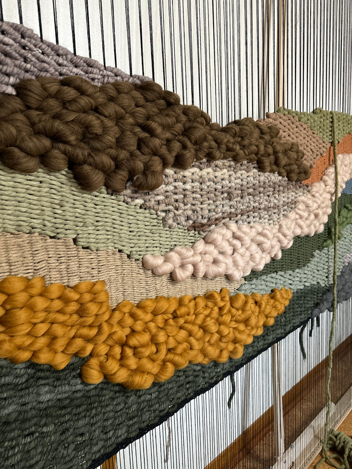 Extra Large Woven Wall Hanging – Rolling Hills Landscape | Handmade Sustainable Fiber Art by MossHound Designs