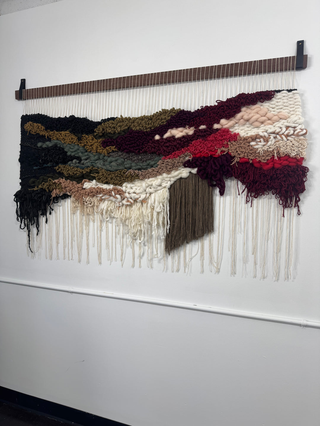 Woven Wall Hanging – Dahlia Floral Fiber Art | Handmade Organic Yarn Tapestry