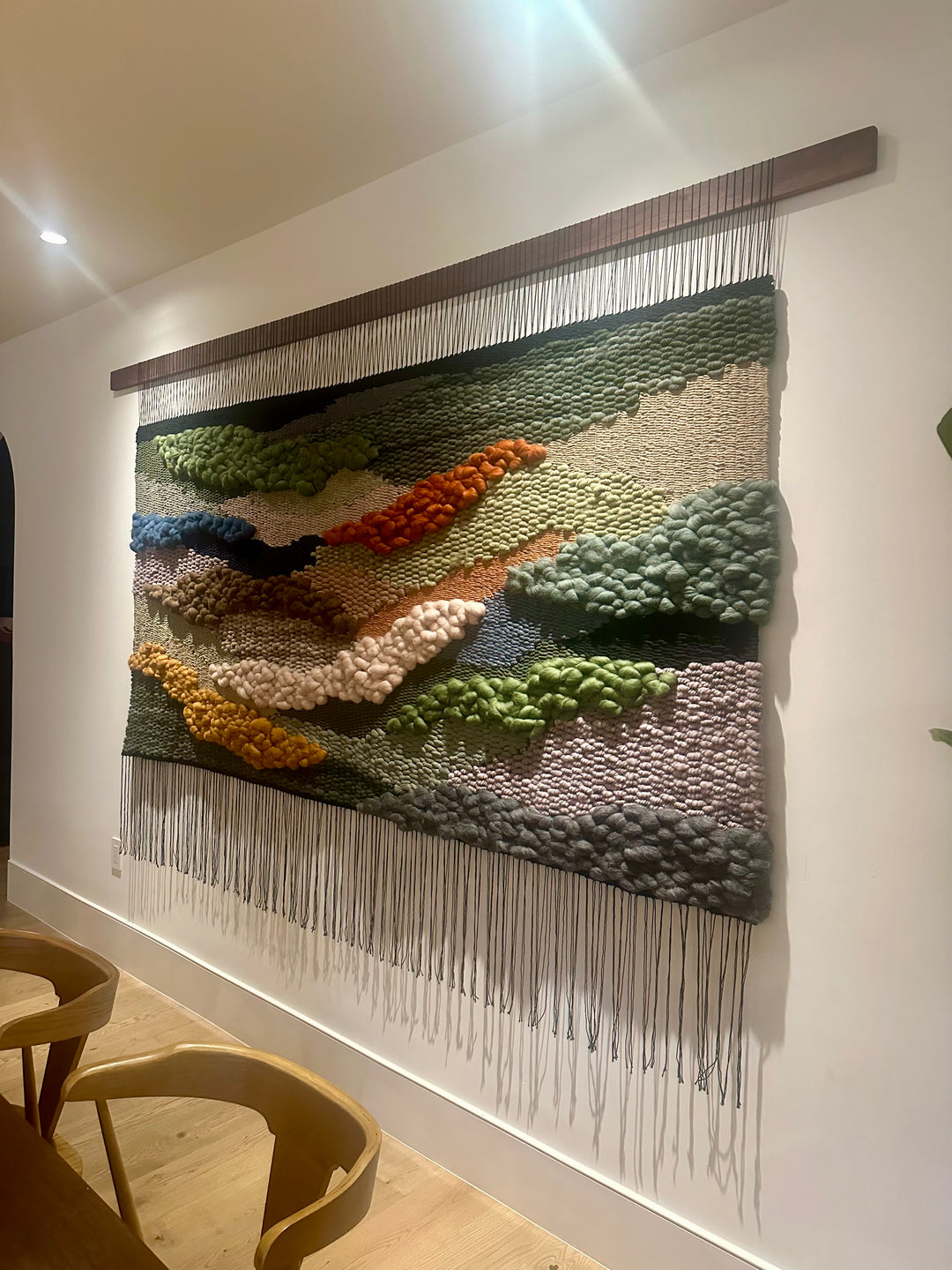 textile wall art rolling hills crafted with sustainable fibers