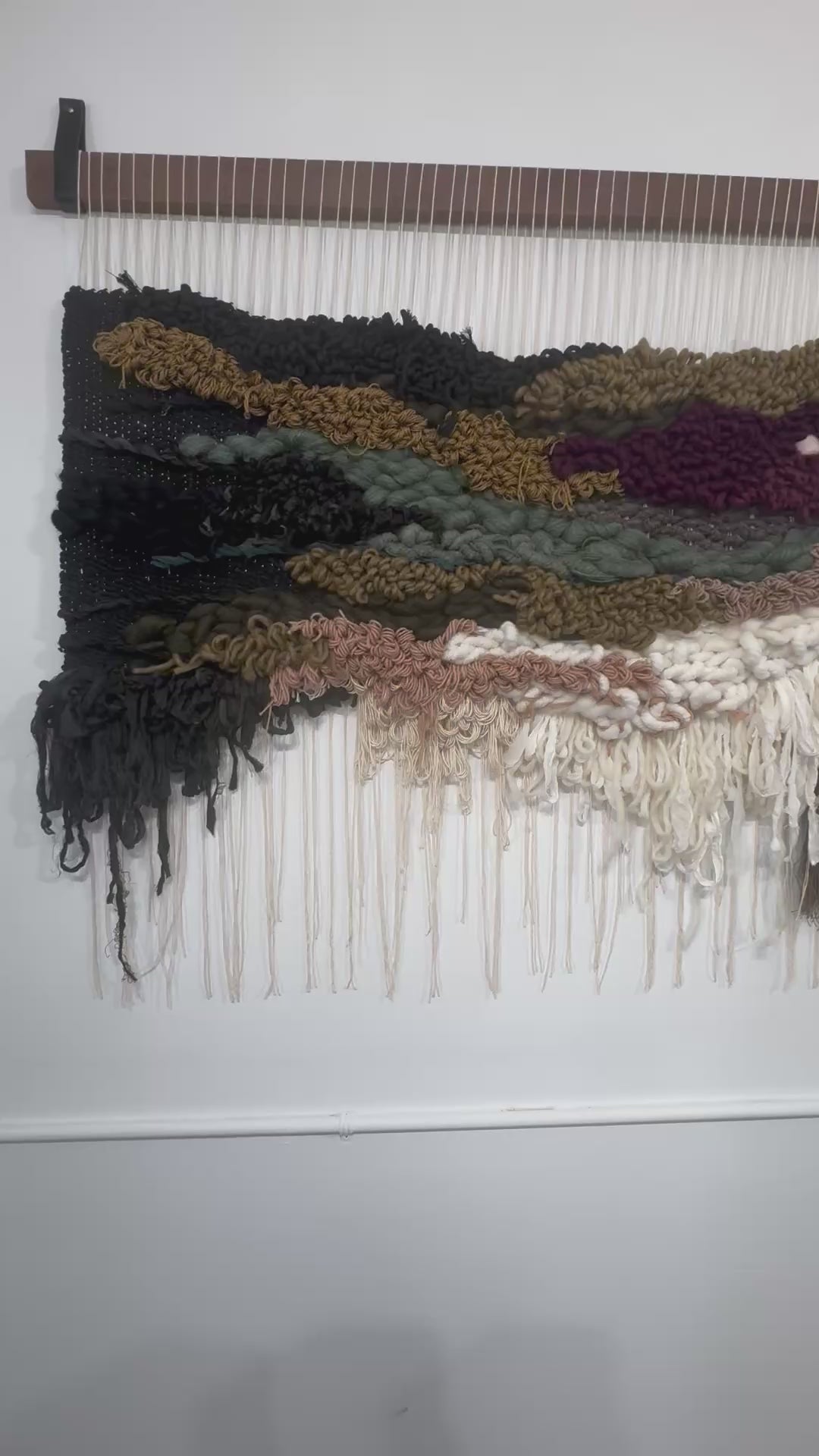 Woven Wall Hanging – Dahlia Floral Fiber Art | Handmade Organic Yarn Tapestry