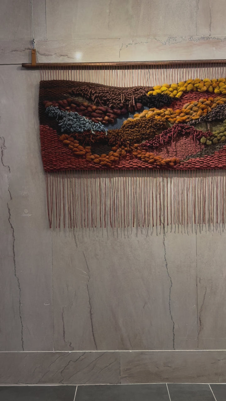 Woven Wall Hanging – Sunset in Sedona | Handmade Sustainable Fiber Art