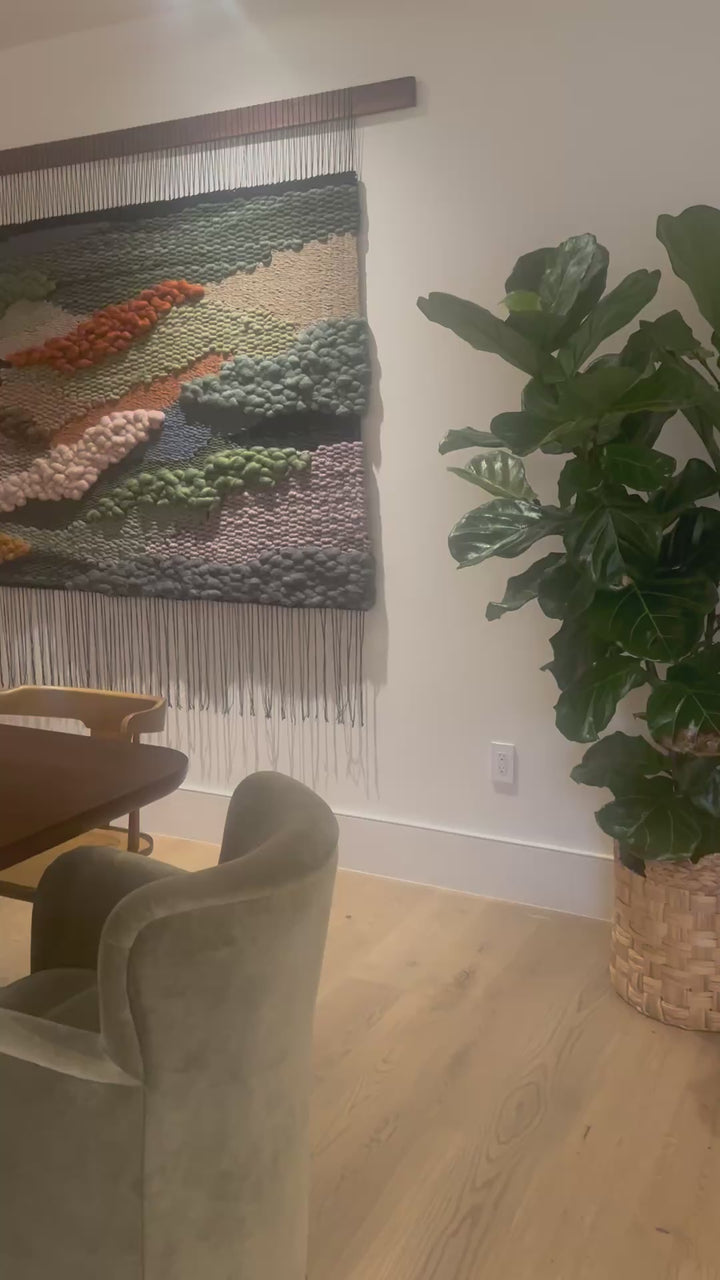 Extra Large Woven Wall Hanging – Rolling Hills Landscape | Handmade Sustainable Fiber Art by MossHound Designs