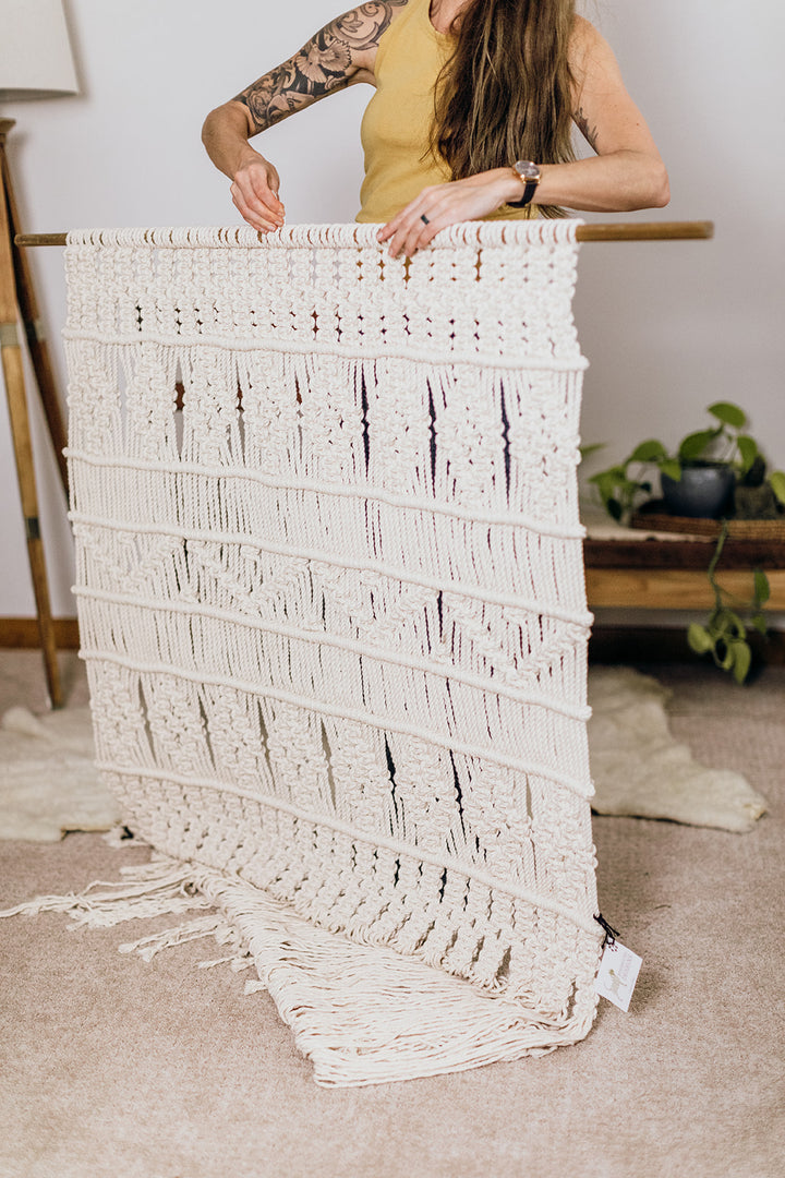 Retro Flowers Macrame Panel