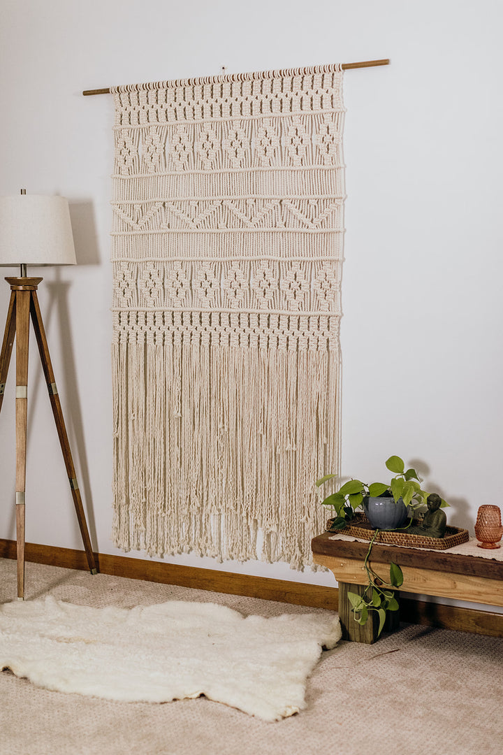 Retro Flowers Macrame Panel