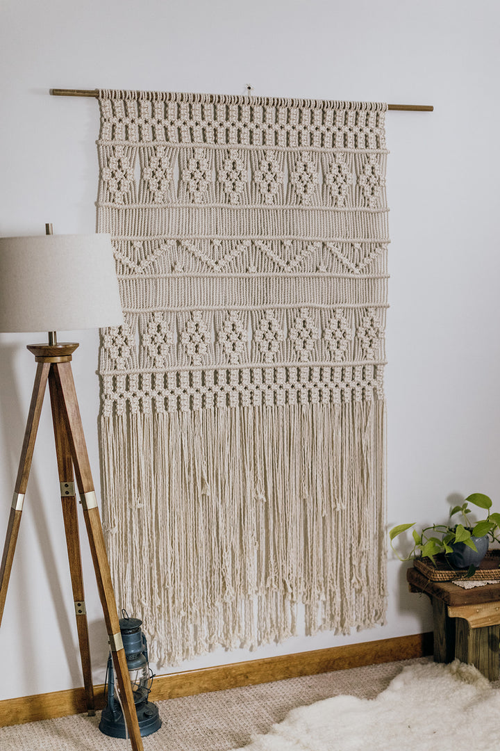 Retro Flowers Macrame Panel